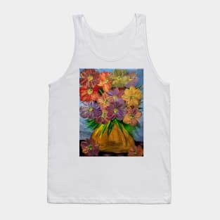Some abstract flowers with some gold metallic paint mixed in to make a cool effect . Tank Top